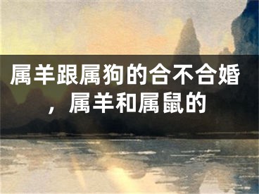 属羊跟属狗的合不合婚，属羊和属鼠的