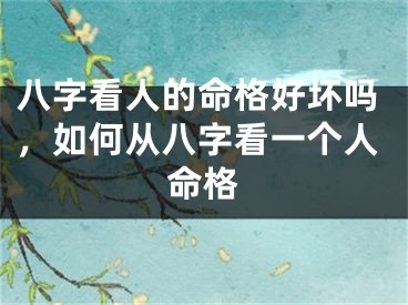 八字看人的命格好坏吗，如何从八字看一个人命格