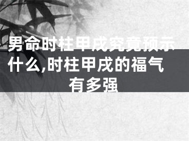 男命时柱甲戌究竟预示什么,时柱甲戌的福气有多强