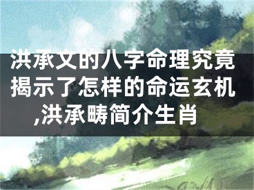 洪承文的八字命理究竟揭示了怎样的命运玄机,洪承畴简介生肖