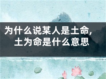 为什么说某人是土命,土为命是什么意思