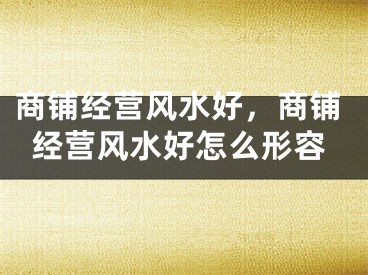商铺经营风水好,商铺经营风水好怎么形容