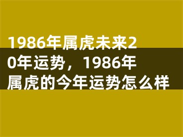 1986年属虎未来20年运势，1986年属虎的今年运势怎么样