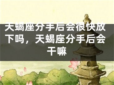 天蝎座分手后会很快放下吗，天蝎座分手后会干嘛