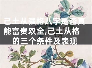 己土从强格八字是否真能富贵双全,己土从格的三个条件及表现