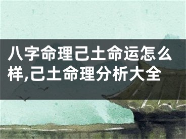 八字命理己土命运怎么样,己土命理分析大全
