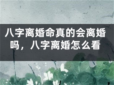 八字离婚命真的会离婚吗，八字离婚怎么看