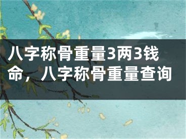 八字称骨重量3两3钱命，八字称骨重量查询
