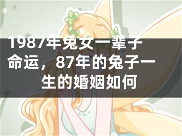 1987年兔女一辈子命运，87年的兔子一生的婚姻如何