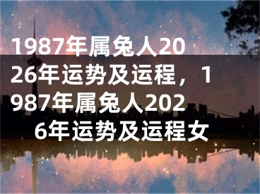 1987年属兔人2026年运势及运程，1987年属兔人2026年运势及运程女