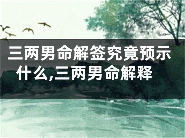 三两男命解签究竟预示什么,三两男命解释
