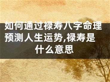 如何通过禄寿八字命理预测人生运势,禄寿是什么意思