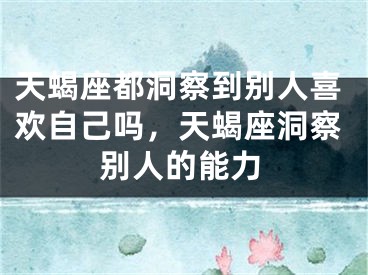 天蝎座都洞察到别人喜欢自己吗，天蝎座洞察别人的能力
