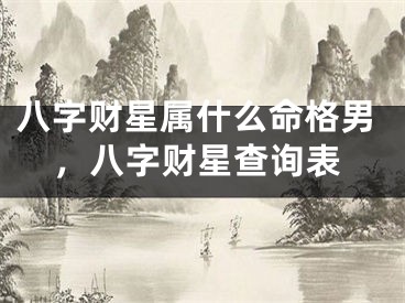八字财星属什么命格男，八字财星查询表