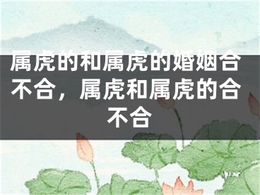 属虎的和属虎的婚姻合不合，属虎和属虎的合不合
