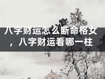 八字财运怎么断命格女，八字财运看哪一柱