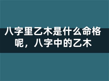 八字里乙木是什么命格呢，八字中的乙木