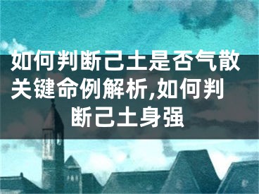 如何判断己土是否气散关键命例解析,如何判断己土身强