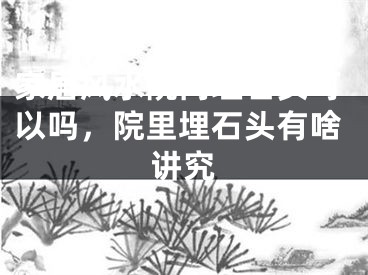 家居风水院内埋石头可以吗，院里埋石头有啥讲究