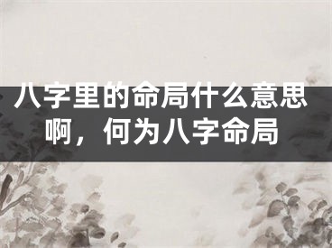 八字里的命局什么意思啊，何为八字命局