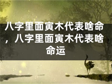 八字里面寅木代表啥命，八字里面寅木代表啥命运