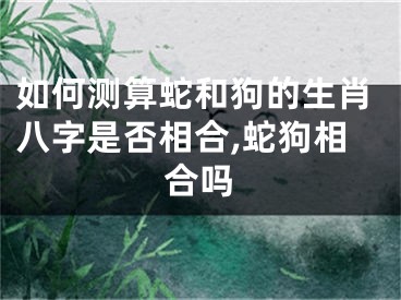 如何测算蛇和狗的生肖八字是否相合,蛇狗相合吗