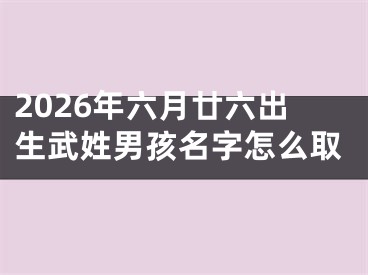 2026年六月廿六出生武姓男孩名字怎么取