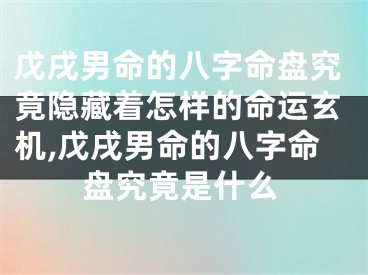 戊戌男命的八字命盘究竟隐藏着怎样的命运玄机,戊戌男命的八字命盘究竟是什么