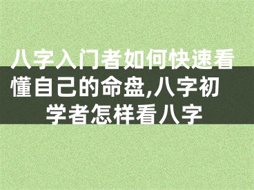八字入门者如何快速看懂自己的命盘,八字初学者怎样看八字