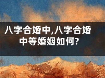 八字合婚中,八字合婚中等婚姻如何?