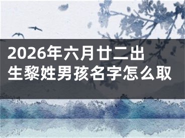 2026年六月廿二出生黎姓男孩名字怎么取