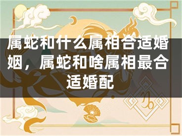 属蛇和什么属相合适婚姻，属蛇和啥属相最合适婚配