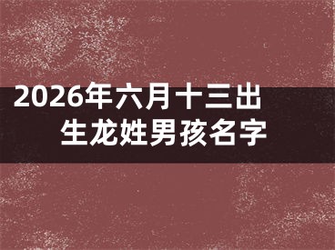 2026年六月十三出生龙姓男孩名字