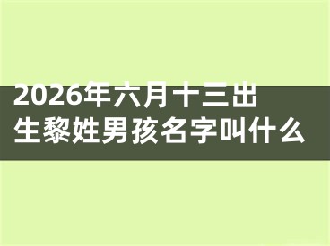 2026年六月十三出生黎姓男孩名字叫什么