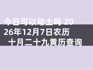 今日可以动土吗 2026年12月7日农历十月二十九黄历查询