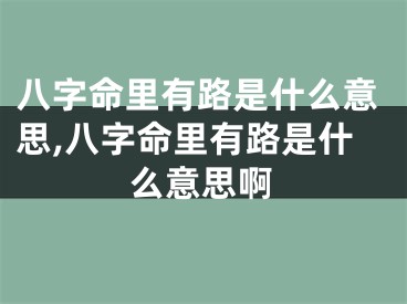 八字命里有路是什么意思,八字命里有路是什么意思啊