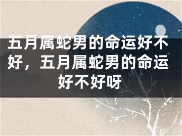 五月属蛇男的命运好不好，五月属蛇男的命运好不好呀