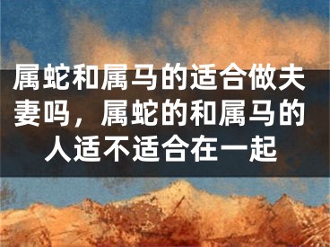属蛇和属马的适合做夫妻吗，属蛇的和属马的人适不适合在一起