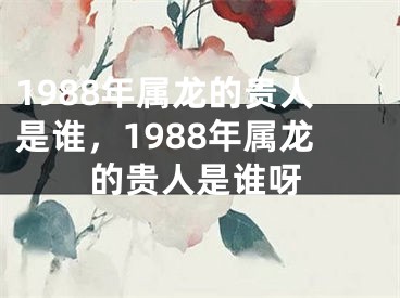 1988年属龙的贵人是谁，1988年属龙的贵人是谁呀