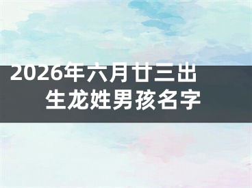 2026年六月廿三出生龙姓男孩名字