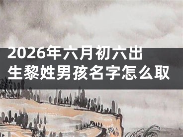 2026年六月初六出生黎姓男孩名字怎么取