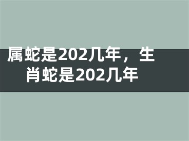 属蛇是202几年,生肖蛇是202几年