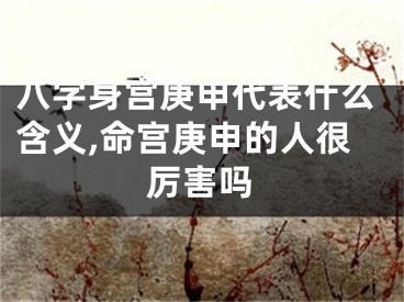 八字身宫庚申代表什么含义,命宫庚申的人很厉害吗