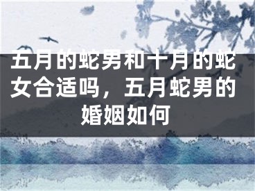 五月的蛇男和十月的蛇女合适吗，五月蛇男的婚姻如何