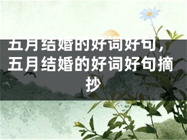五月结婚的好词好句，五月结婚的好词好句摘抄