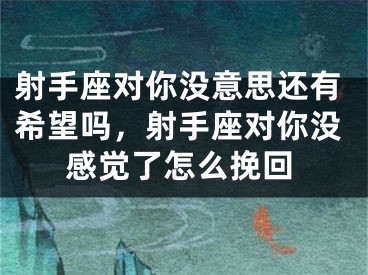 射手座对你没意思还有希望吗,射手座对你没感觉了怎么挽回
