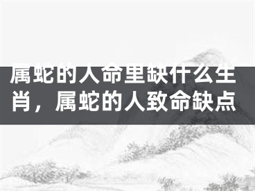 属蛇的人命里缺什么生肖,属蛇的人致命缺点