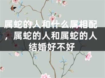 属蛇的人和什么属相配，属蛇的人和属蛇的人结婚好不好
