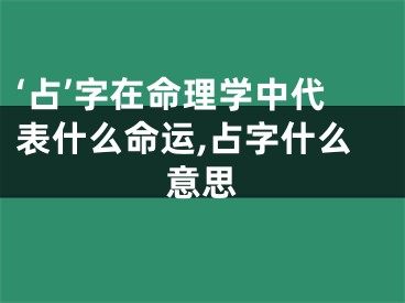 ‘占’字在命理学中代表什么命运,占字什么意思