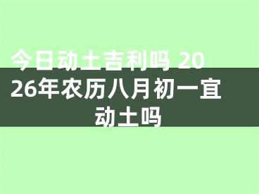 今日动土吉利吗 2026年农历八月初一宜动土吗